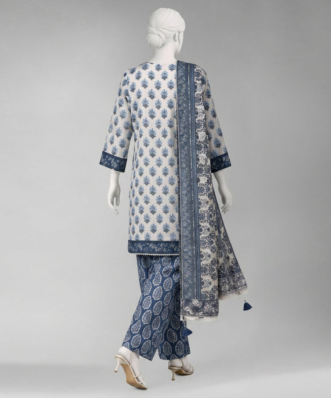 Lawn Off White Unstitched Suit - J. Junaid Jamshed