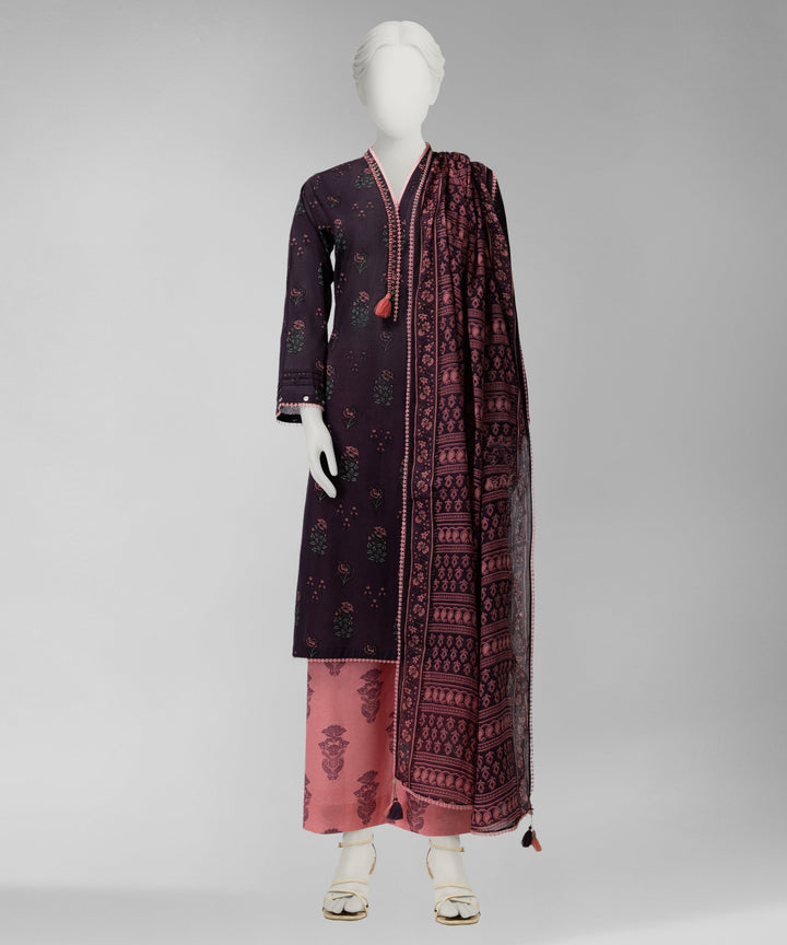 Lawn Purple Unstitched Suit - J. Junaid Jamshed