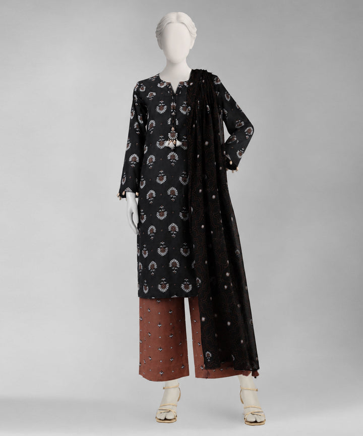 Lawn Grey Unstitched Suit - J. Junaid Jamshed