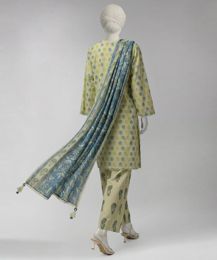 Lawn Green Unstitched Suit - J. Junaid Jamshed