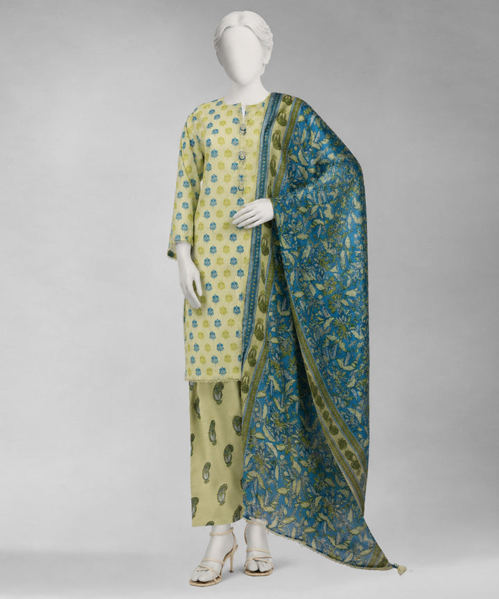 Lawn Green Unstitched Suit - J. Junaid Jamshed