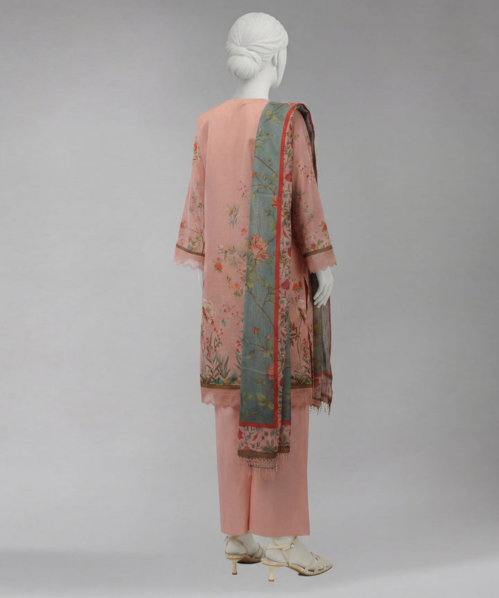 Lawn Pink Unstitched Suit - J. Junaid Jamshed