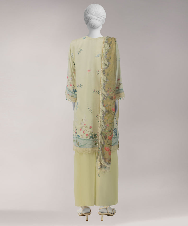 Lawn Light Green Unstitched Suit - J. Junaid Jamshed