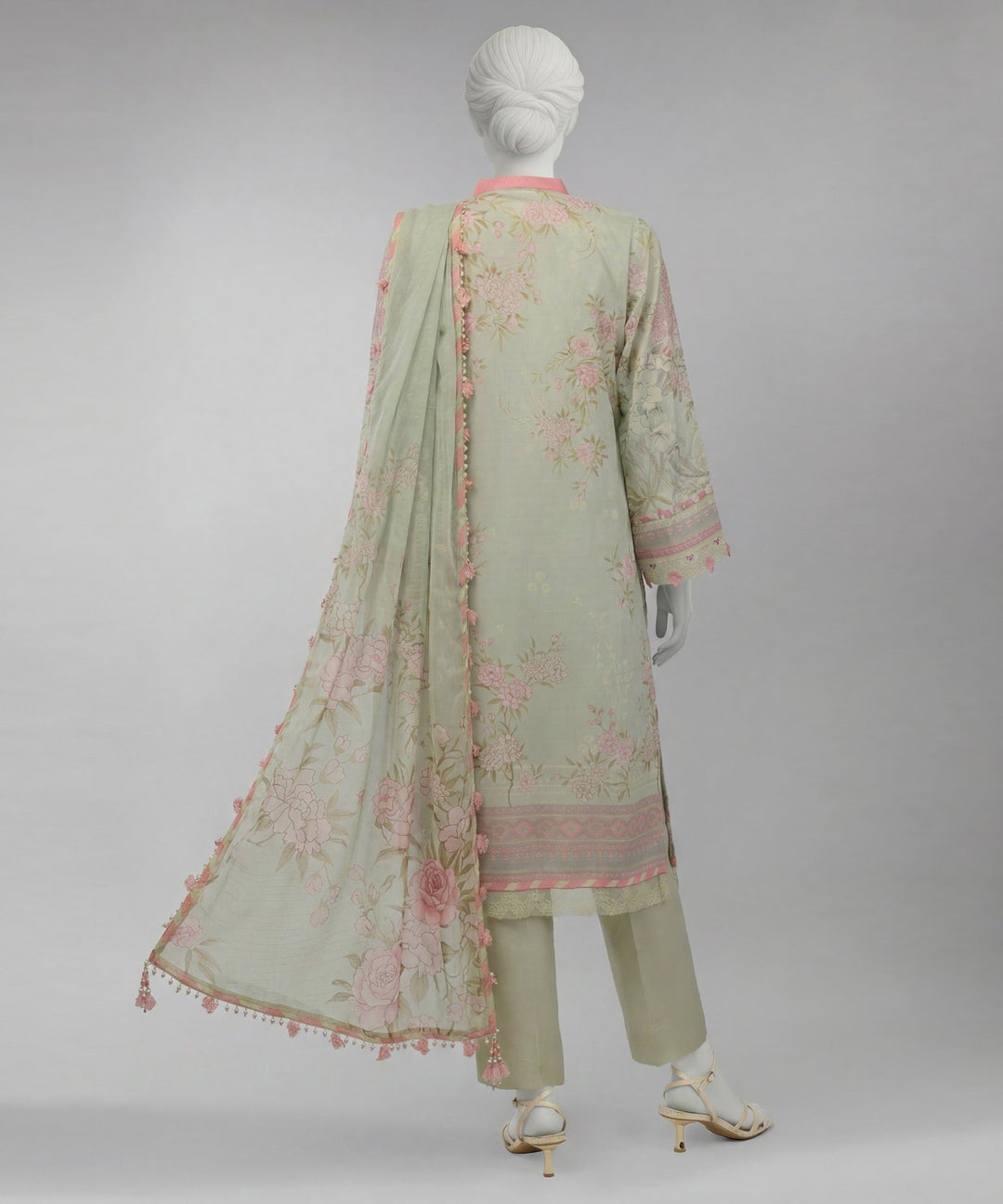 Lawn Green Unstitched Suit - J. Junaid Jamshed