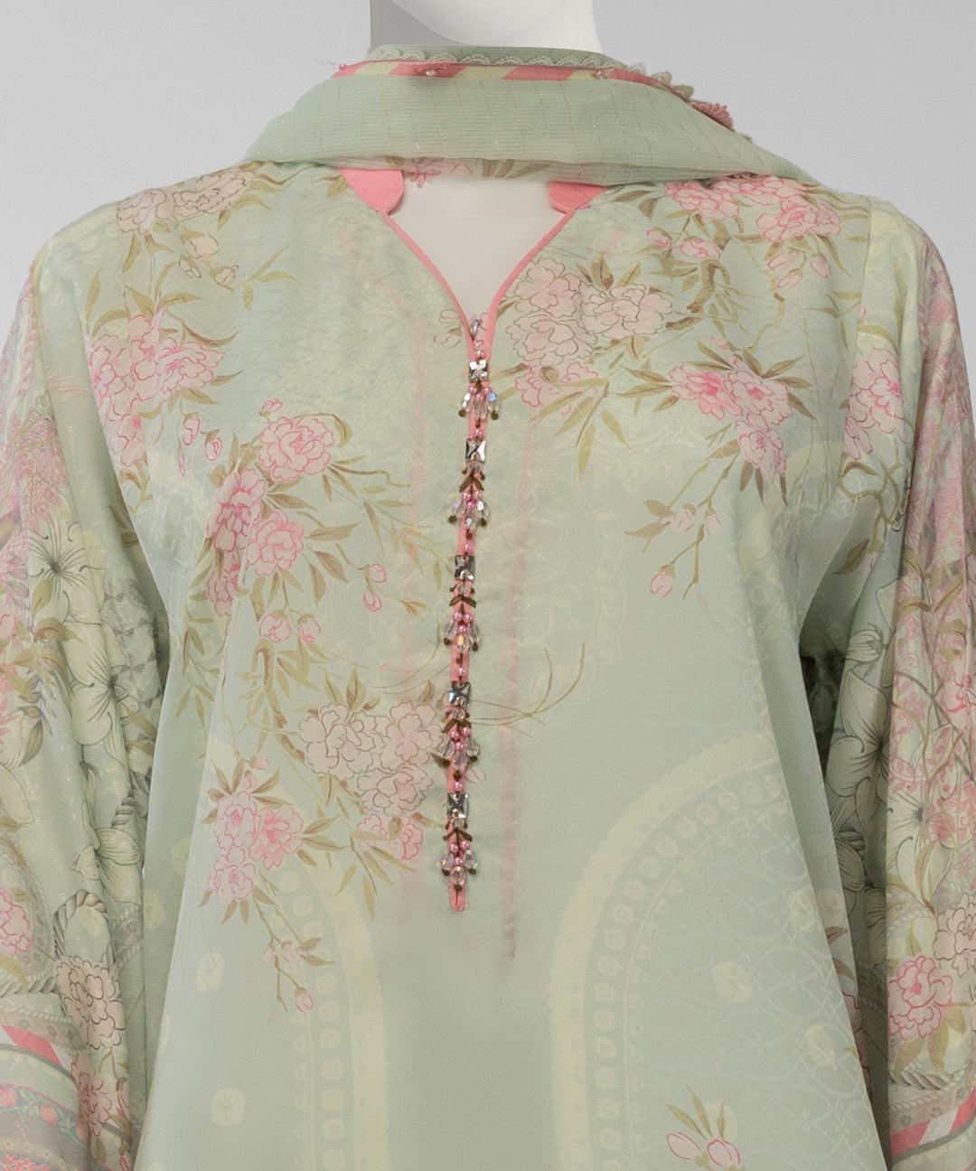 Lawn Green Unstitched Suit - J. Junaid Jamshed