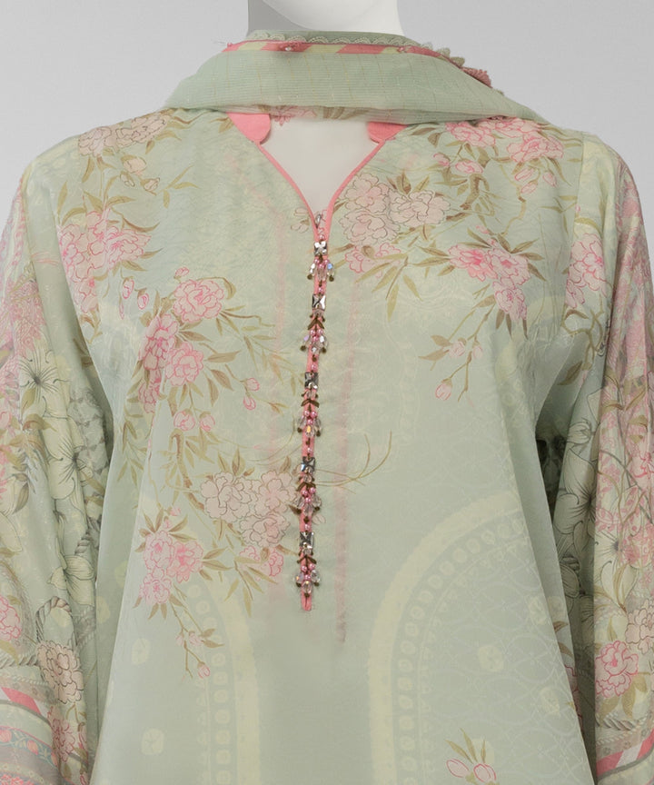 Lawn Green Unstitched Suit - J. Junaid Jamshed