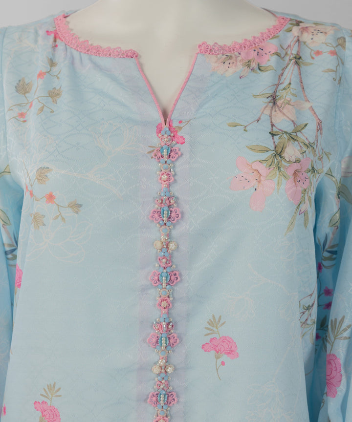 Lawn Sky Blue Unstitched Suit - J. Junaid Jamshed