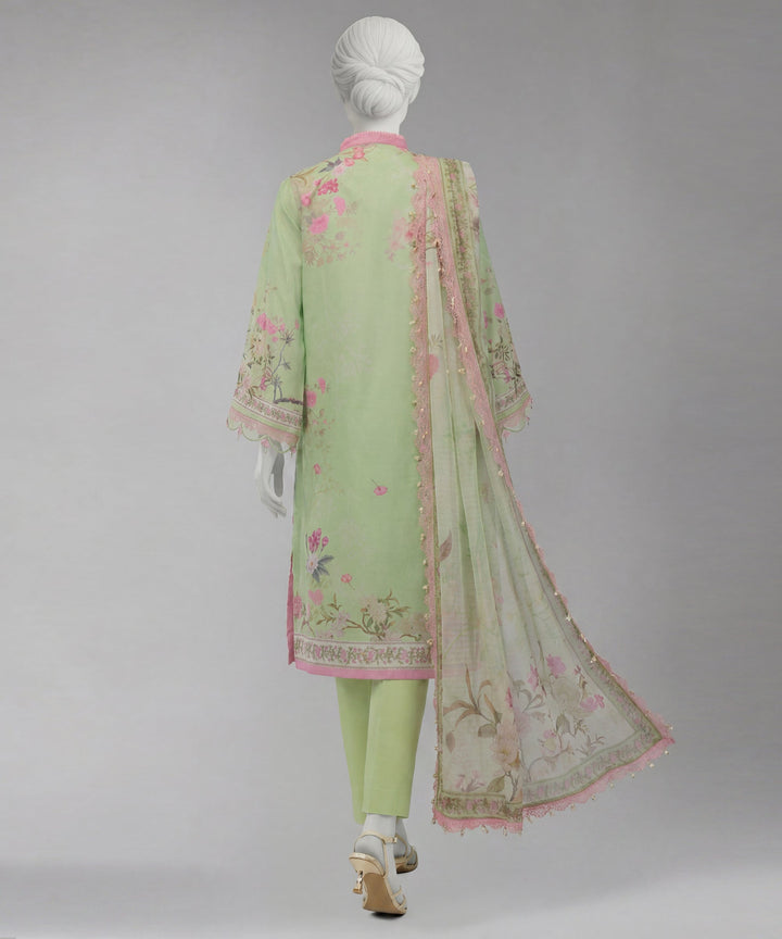 Lawn Green Unstitched Suit - J. Junaid Jamshed