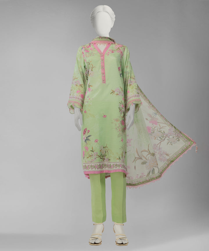 Lawn Green Unstitched Suit - J. Junaid Jamshed
