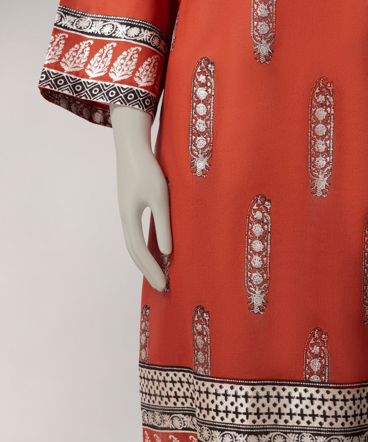 Lawn Rust Unstitched Suit - J. Junaid Jamshed