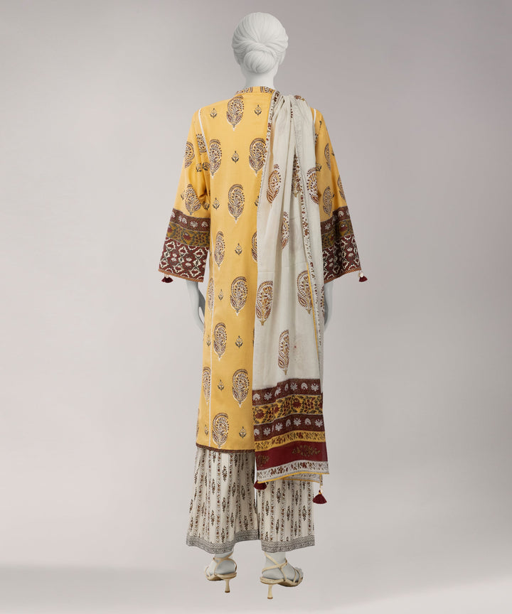 Lawn Yellow Unstitched Suit - J. Junaid Jamshed