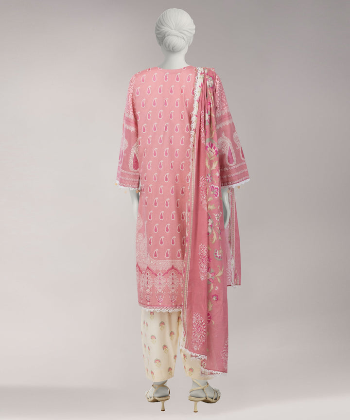 Lawn Pink Unstitched Suit - J. Junaid Jamshed