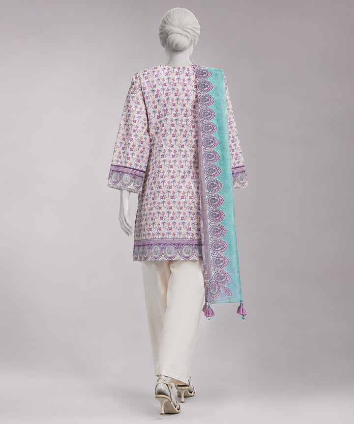 Lawn Off White Unstitched Suit - J. Junaid Jamshed