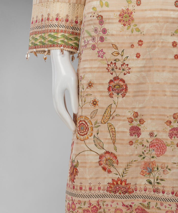 Jacquard Beige Unstitched Suit - J. Junaid Jamshed