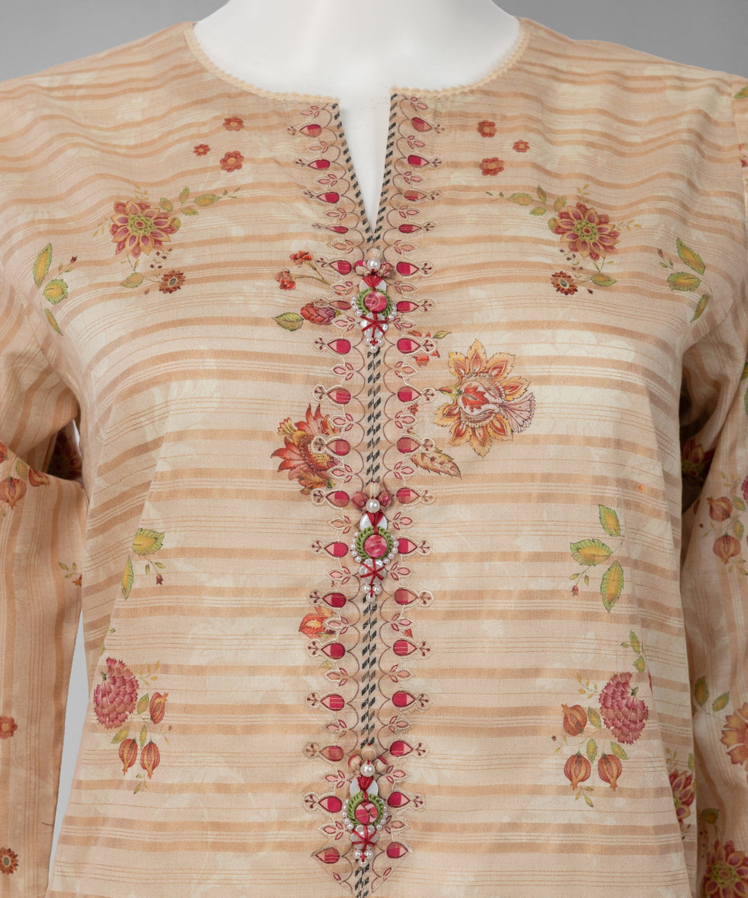Jacquard Beige Unstitched Suit - J. Junaid Jamshed