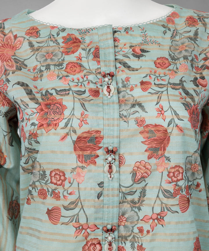 Jacquard Sea Green Unstitched Suit - J. Junaid Jamshed