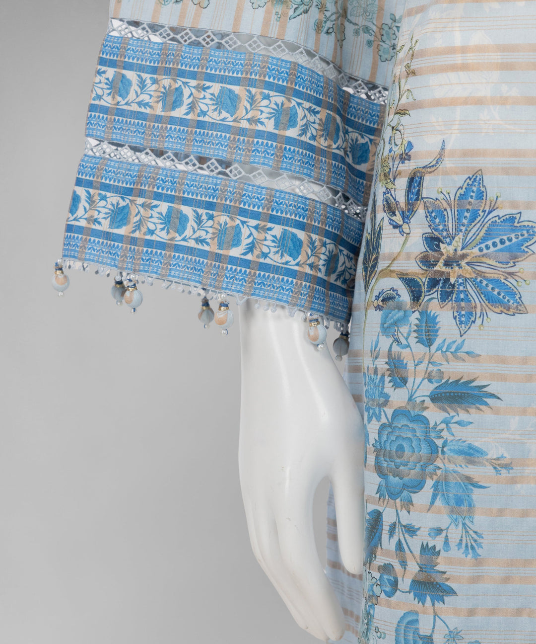 Jacquard Sky Blue Unstitched Suit - J. Junaid Jamshed