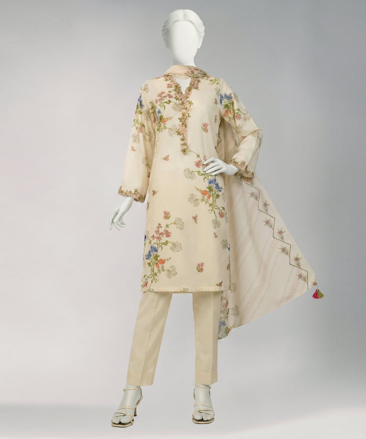 Lawn Multicolor Unstitched Suit - J. Junaid Jamshed