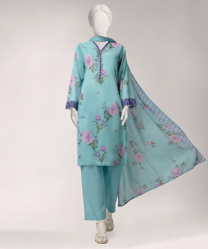 Lawn Multicolor Unstitched Suit - J. Junaid Jamshed
