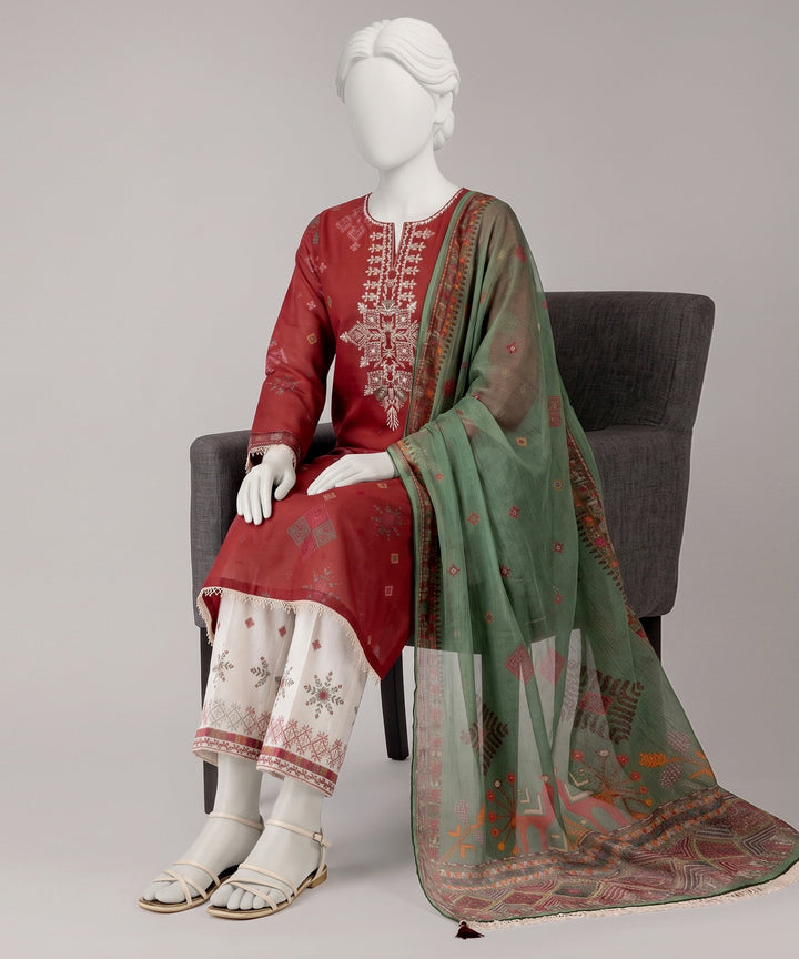 Lawn Multicolor Unstitched Suit - J. Junaid Jamshed