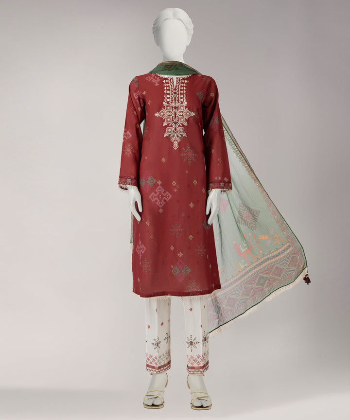 Lawn Multicolor Unstitched Suit - J. Junaid Jamshed