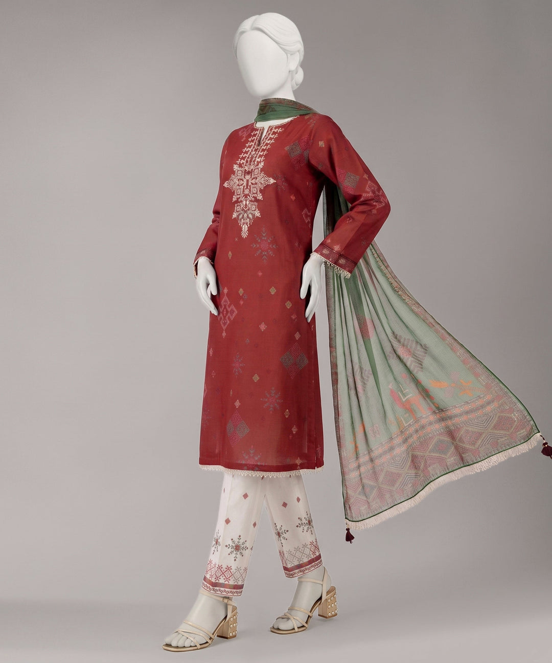 Lawn Multicolor Unstitched Suit - J. Junaid Jamshed
