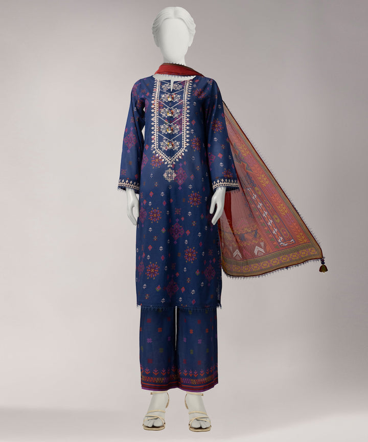 Lawn Multicolor Unstitched Suit - J. Junaid Jamshed