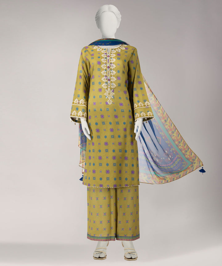 Lawn Multicolor Unstitched Suit - J. Junaid Jamshed