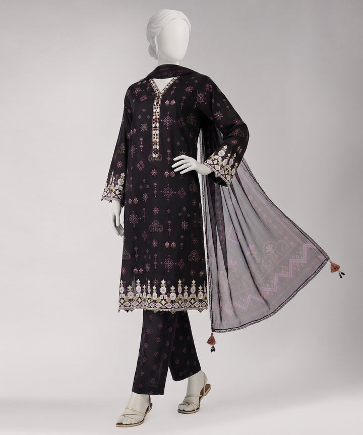 Lawn Multicolor Unstitched Suit - J. Junaid Jamshed