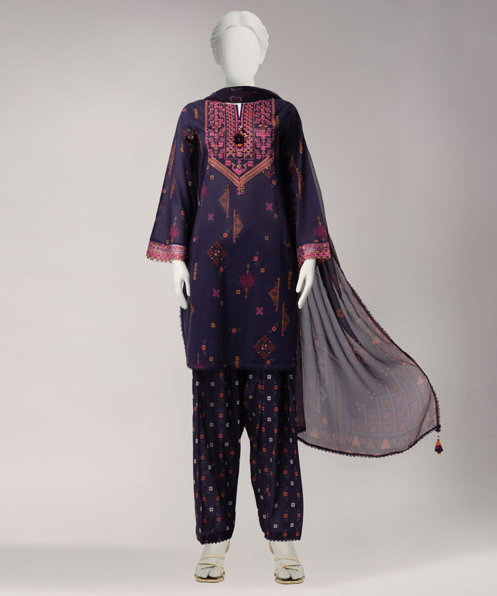 Lawn Multicolor Unstitched Suit - J. Junaid Jamshed