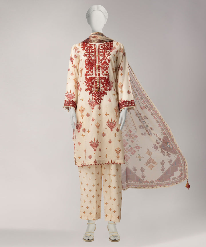 Lawn Multicolor Unstitched Suit - J. Junaid Jamshed