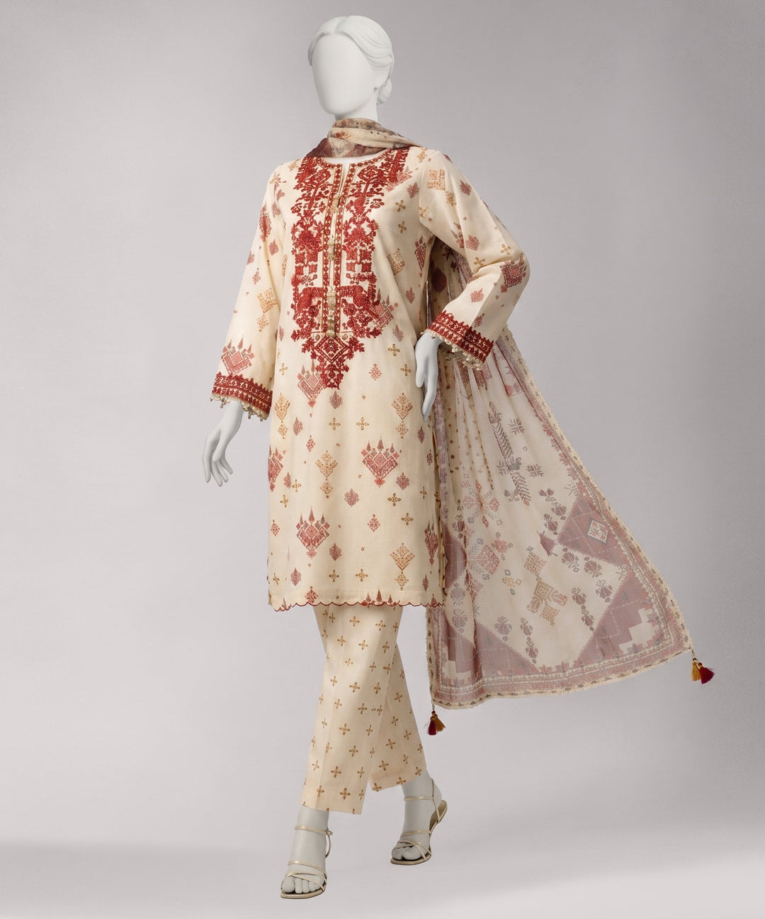 Lawn Multicolor Unstitched Suit - J. Junaid Jamshed
