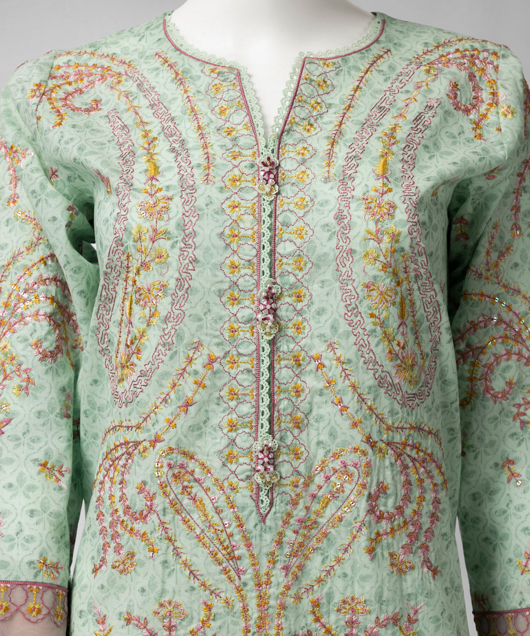 Lawn Green Unstitched Suit - J. Junaid Jamshed