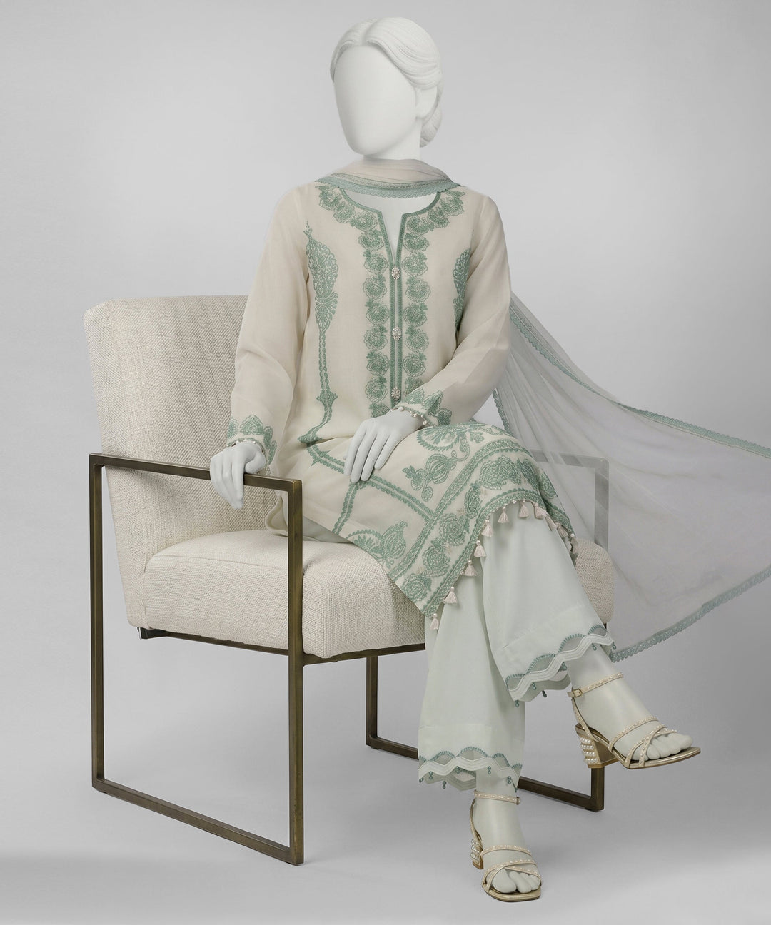 Lawn Off White Unstitched Suit - J. Junaid Jamshed
