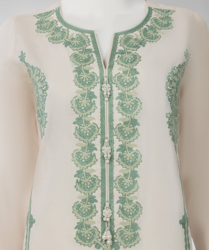 Lawn Off White Unstitched Suit - J. Junaid Jamshed