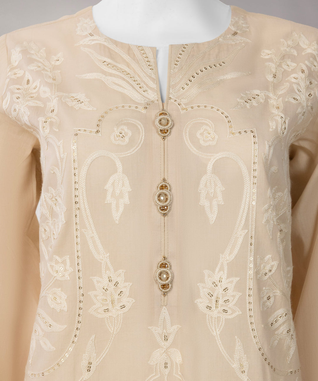 Lawn Beige Unstitched Suit - J. Junaid Jamshed