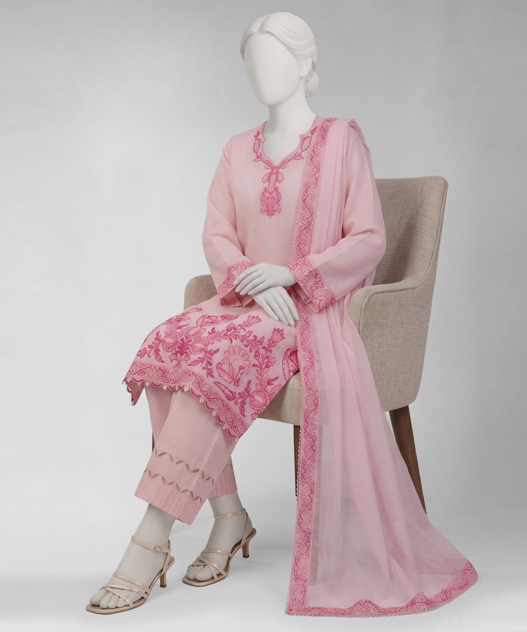 Lawn Pink Unstitched Suit - J. Junaid Jamshed
