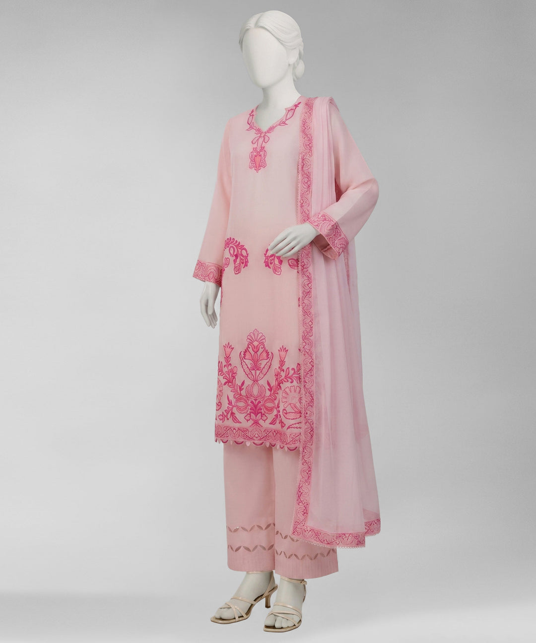 Lawn Pink Unstitched Suit - J. Junaid Jamshed