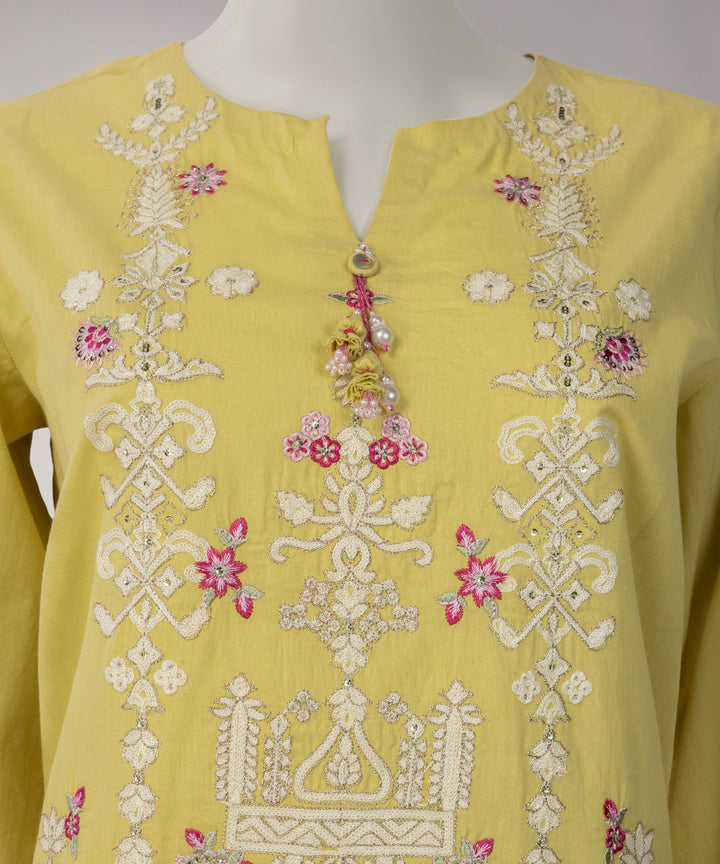 Lawn Yellow Unstitched Suit - J. Junaid Jamshed