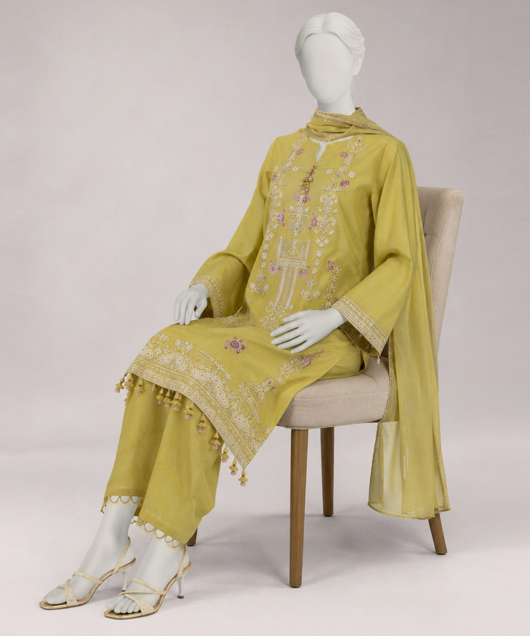 Lawn Yellow Unstitched Suit - J. Junaid Jamshed