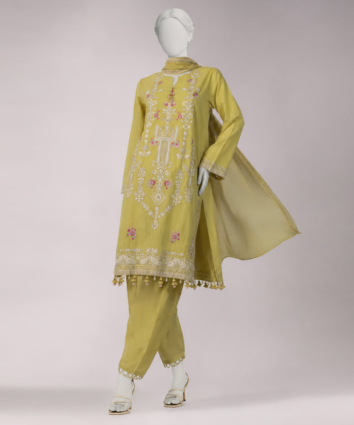 Lawn Yellow Unstitched Suit - J. Junaid Jamshed
