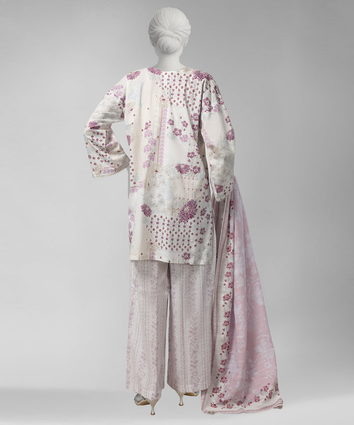 Light Khaddar Slub Cream Unstitched Suit - J. Junaid Jamshed