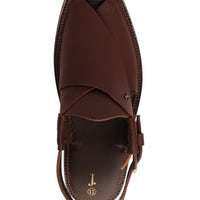 Plain Dark Brown Peshawari Chappal - J. Junaid Jamshed