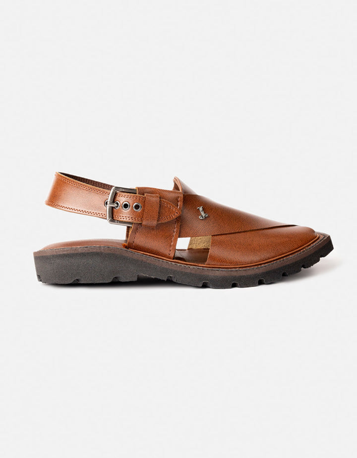 Plain Brown Peshawari Chappal - J. Junaid Jamshed