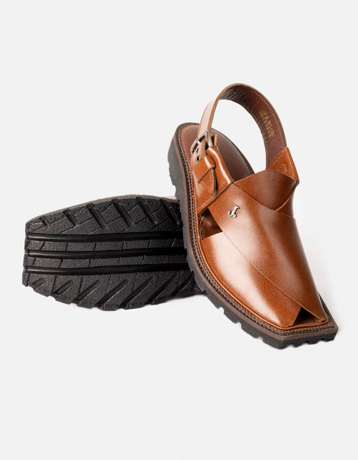 Plain Brown Peshawari Chappal - J. Junaid Jamshed