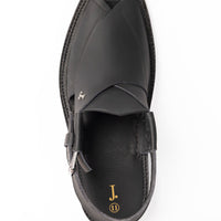 Plain Matt Black Peshawari Chappal - J. Junaid Jamshed