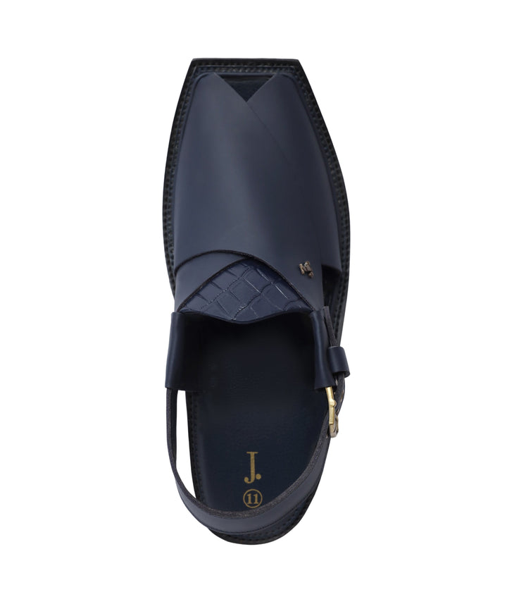 Plain Blue Peshawari Chappal - J. Junaid Jamshed