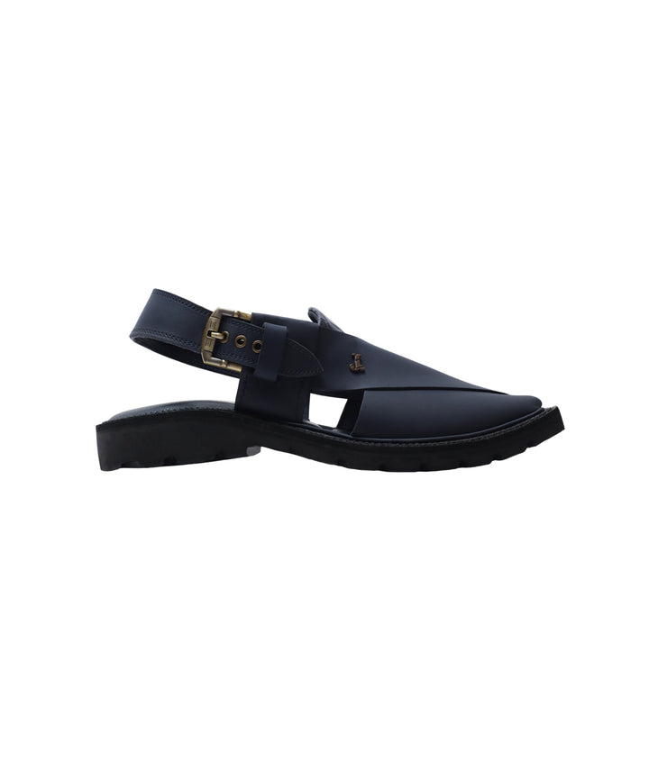Plain Blue Peshawari Chappal - J. Junaid Jamshed
