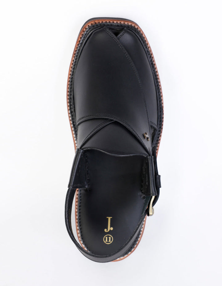 Matt Black Peshawari Chappal - J. Junaid Jamshed