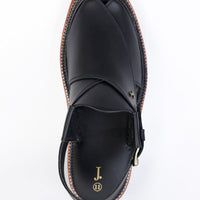 Matt Black Peshawari Chappal - J. Junaid Jamshed